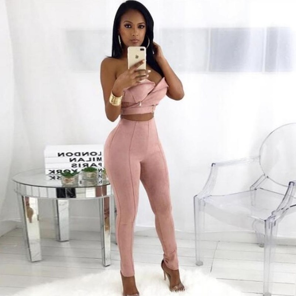 Pants - Suede jumpsuit top and pants